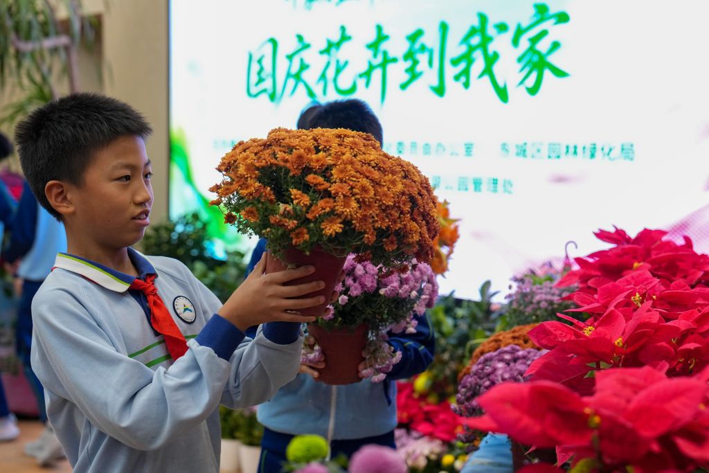 长安街国庆繁花，走入市民家